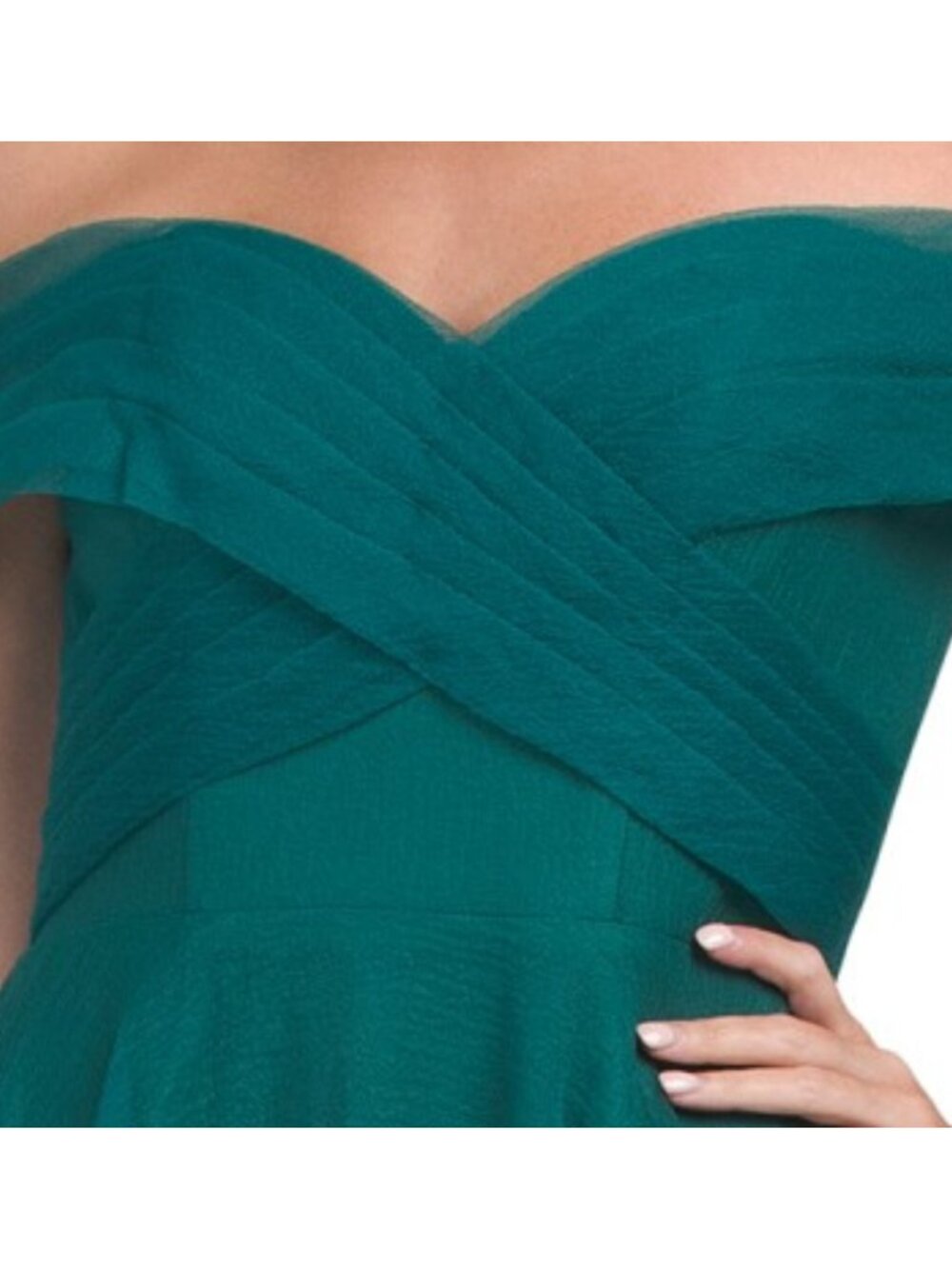 BETSY & ADAM Off The Shoulder Tulle Gown - Picture 3 of 4